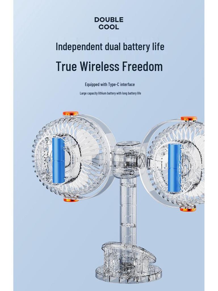 Dual-Headed Smart Clip & Wall-Mount Fan, Portable Low-Noise Circulation Desktop Fan for Home