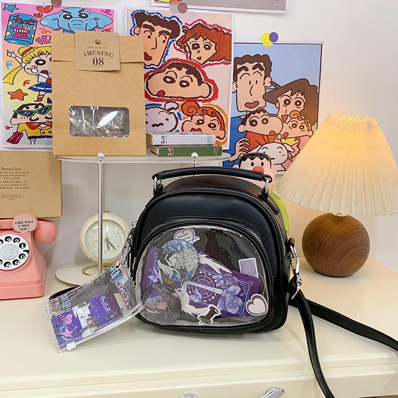 

Двухмерная сумка-мессенджер школьный рюкзак прозрачный и универсальный модный студенческий рюкзак повседневный рюкзак тренд чёрный