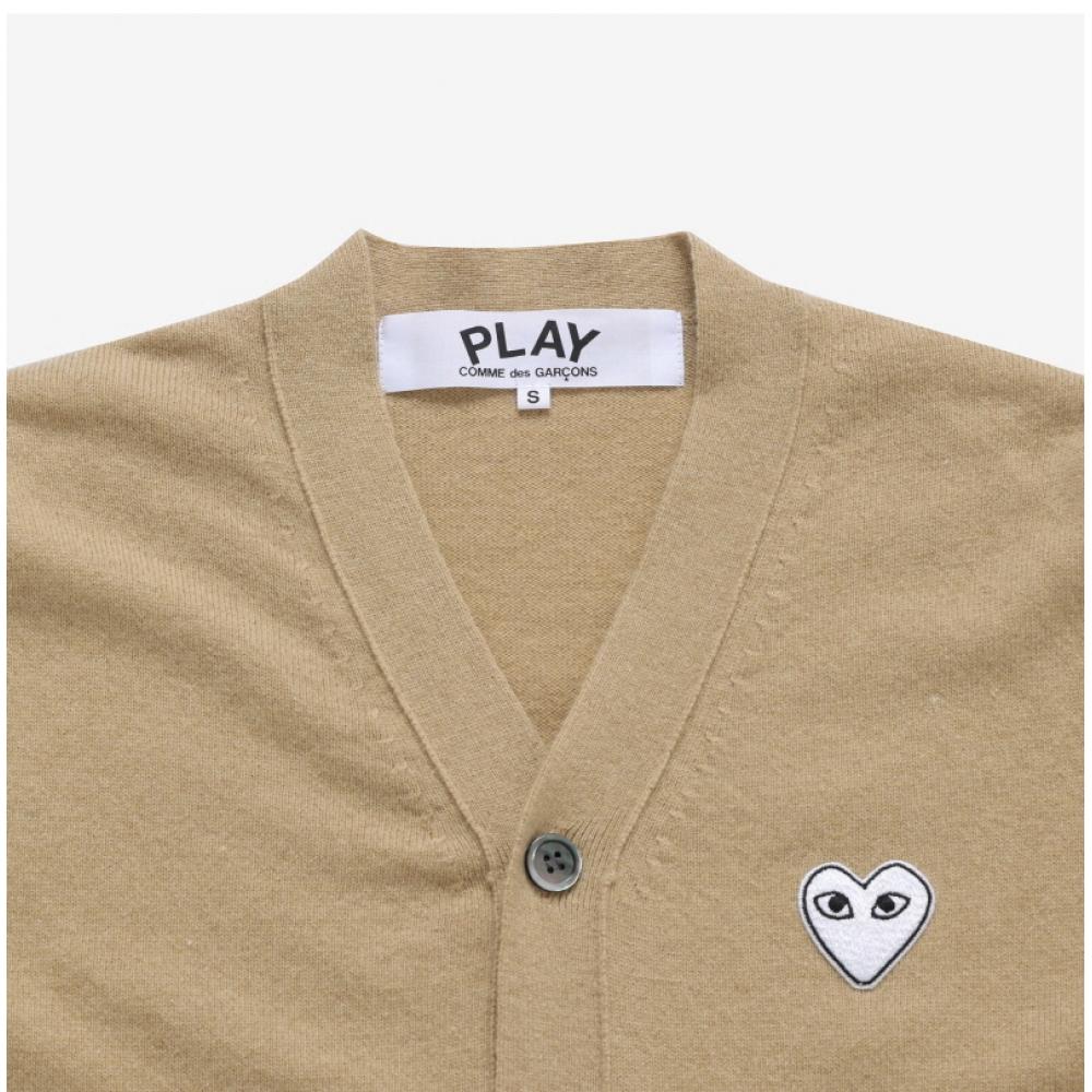 Comme DeS GarconS P1n066 2 Play White Heart Wafen Men S Cardigan