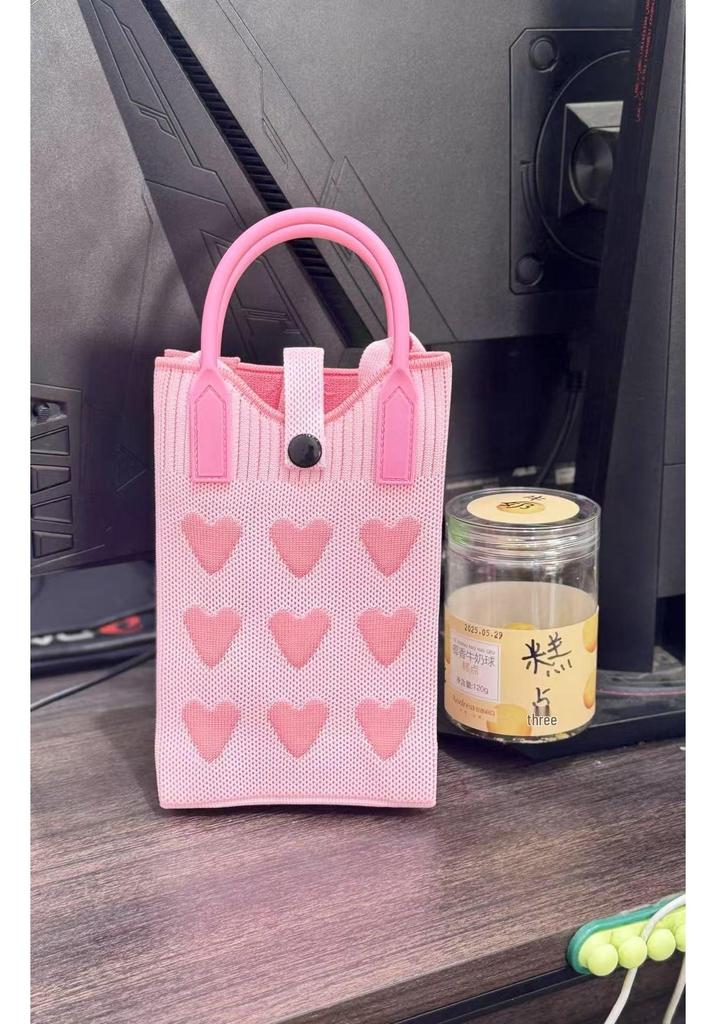Korean Style Cute Heart Knitted Mini Crossbody & Shoulder Bag for Women