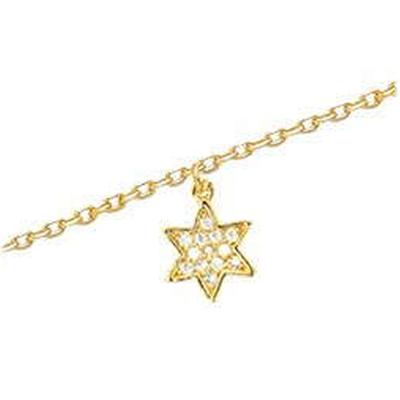 [K9125] - Gold Plated Anklet 'Star' White Gold - 8x8 Mm
