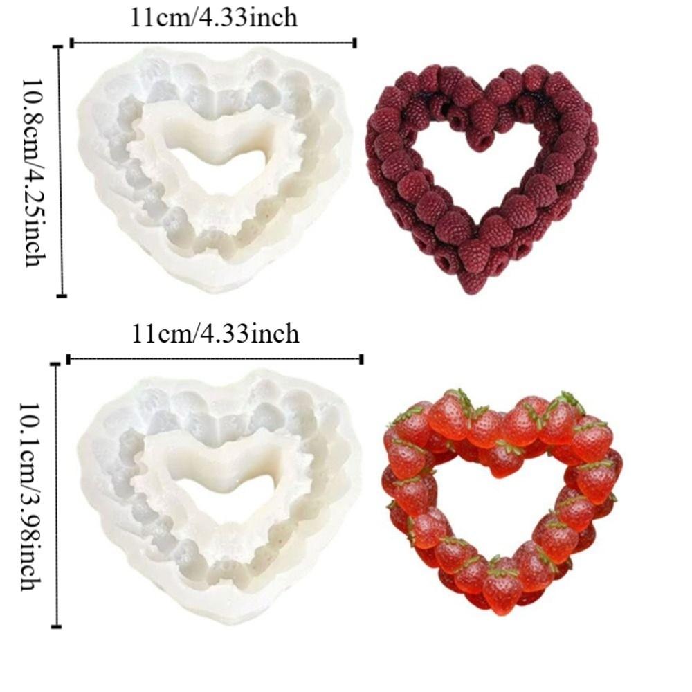 Realistic Silicone Raspberry Molds Lifelike 3D Heart Ring Molds Multifunctional Non-stick Raspberry Mousse Cake Mold Fondant