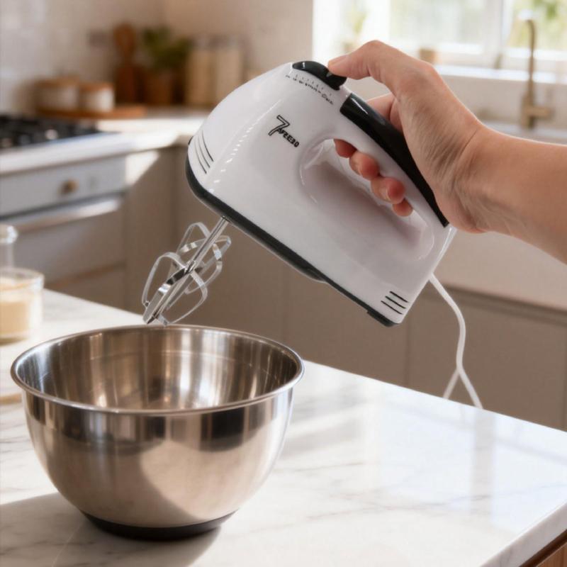 Electric Hand Mixer 7-Speed Adjustable 4 Food Safe Attachments Portable Professional Baking Tool for Home Daily Use