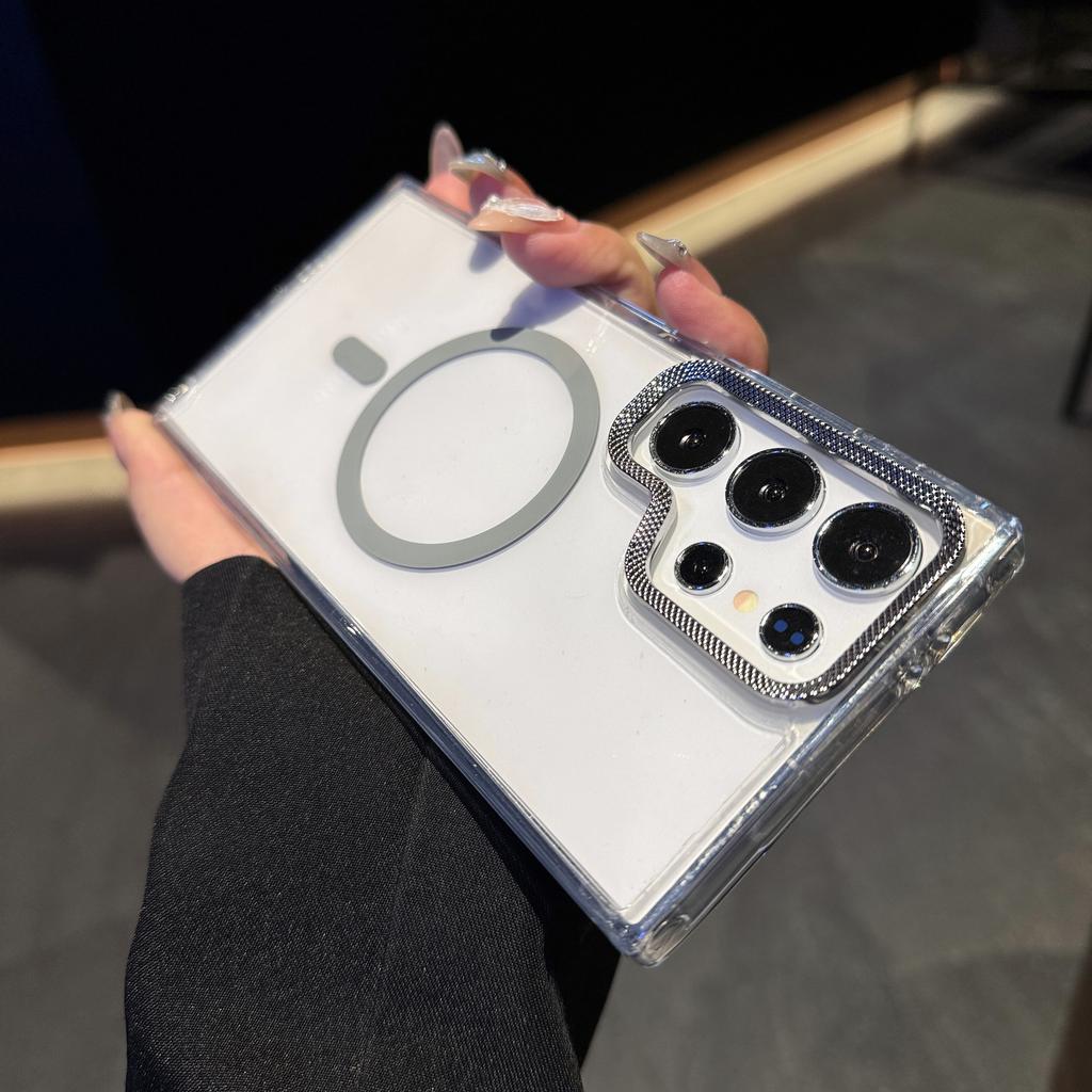 Luxury Transparent Shockproof For Magsafe Case for Samsung Galaxy S25 Edge S24 Plus S23 FE S22 Ultra Magnetic Armor Back Cover