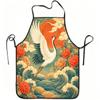 1pc Crane and Peony Floral Print Apron, Durable and Easy To Clean, Adjustable Waistband, Polyester Material, for Kitchen Cooking, Gardening, Orchard P