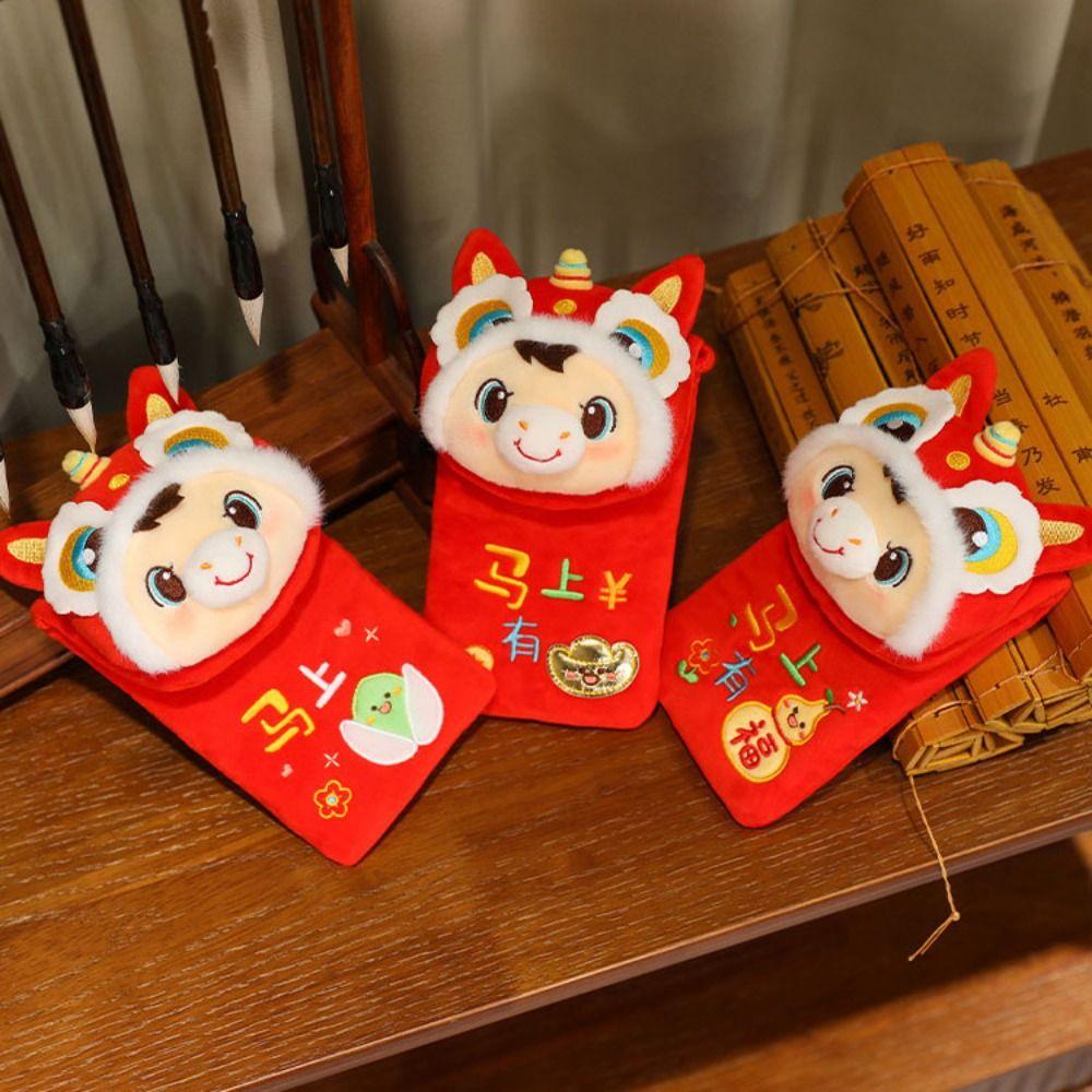 Red Packet Zodiac Horse Plush Crossbody bag Lucky Horse Pendant  Spring Festival Supplies