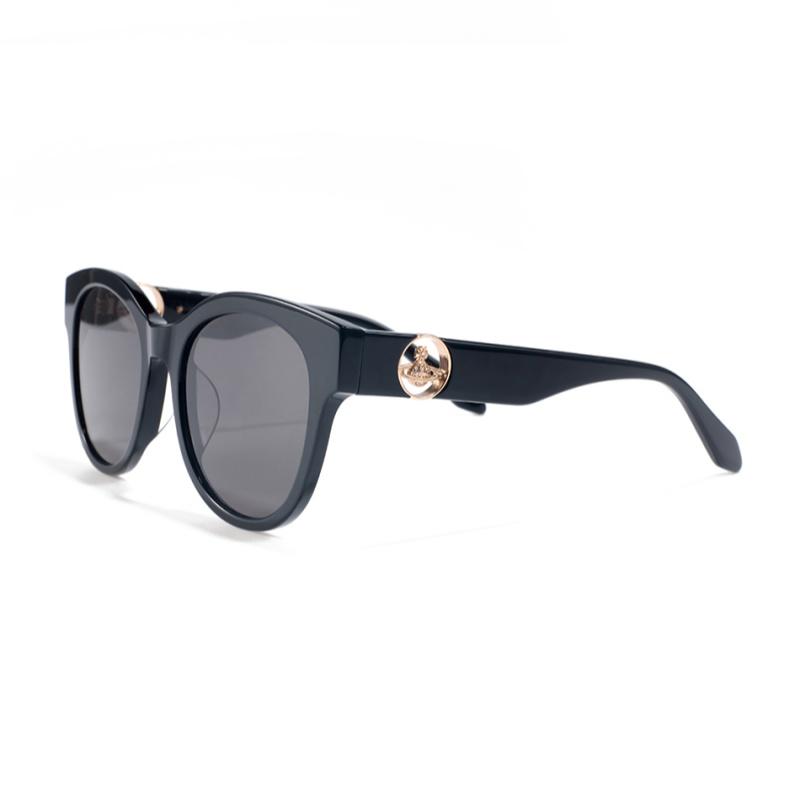 Vivienne Westwood Mirror Leg Hollow Logo Round Sunglasses Unisex sunglasses Black VW5112-1-001 F,Black