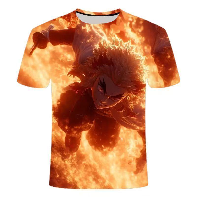 Ghost Slayer Battle Anime Quick Drying T-shirt COS 3D Printed Children's Sports T-shirt Parent Child Top