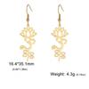 Skyrim Unalome Lotus Flower Dangle Earrings Stainless Steel Yoga Buddhism Pendant Drop Earring Spiritual Jewelry Gift for Women