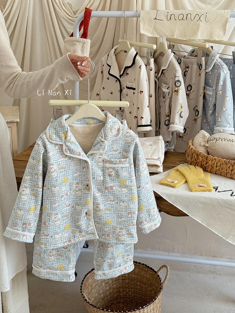 88233 Kids' Warm Fleece Pajama Set 2025 - Boys' Winter Homewear