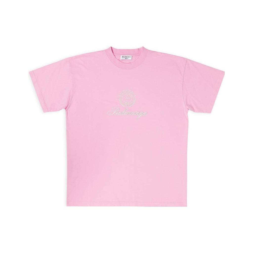 Balenciaga Chinese Valentine's Day Drop Shoulder Sleeve T Shirt Women's Pink 612965TMVL45504