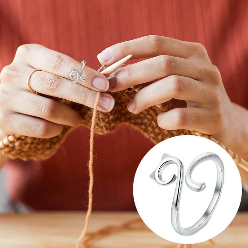 Adjustable Yarn Cat Ears Rings Ornament Modern and Simple Rings Jewelry Personalized Cat Shaped Finger Rings Accessory
