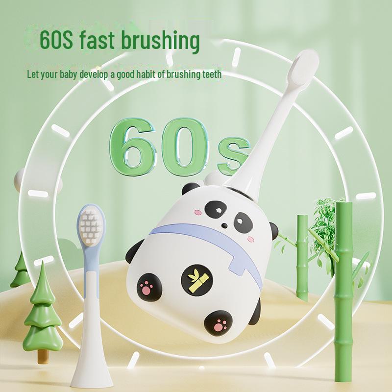 Children's Electric Toothbrush with Soft Bristles and Cartoon Red Panda Design for Ages 3-12