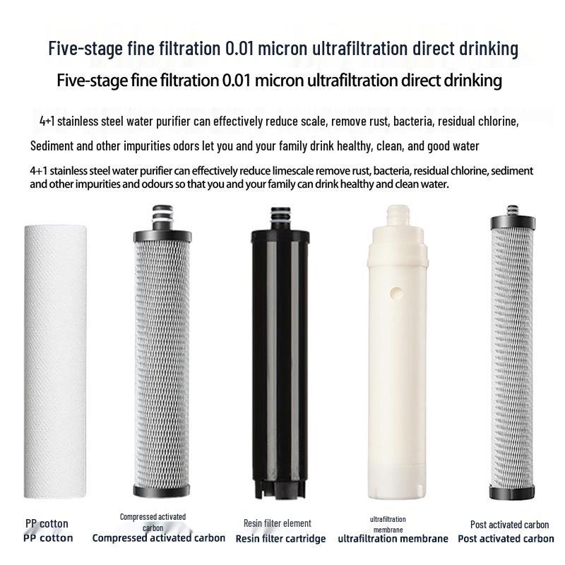 

Пятиступенчатый ультрафильтрационный кухонный очиститель водопроводной воды с предварительным фильтром из нержавеющей стали.