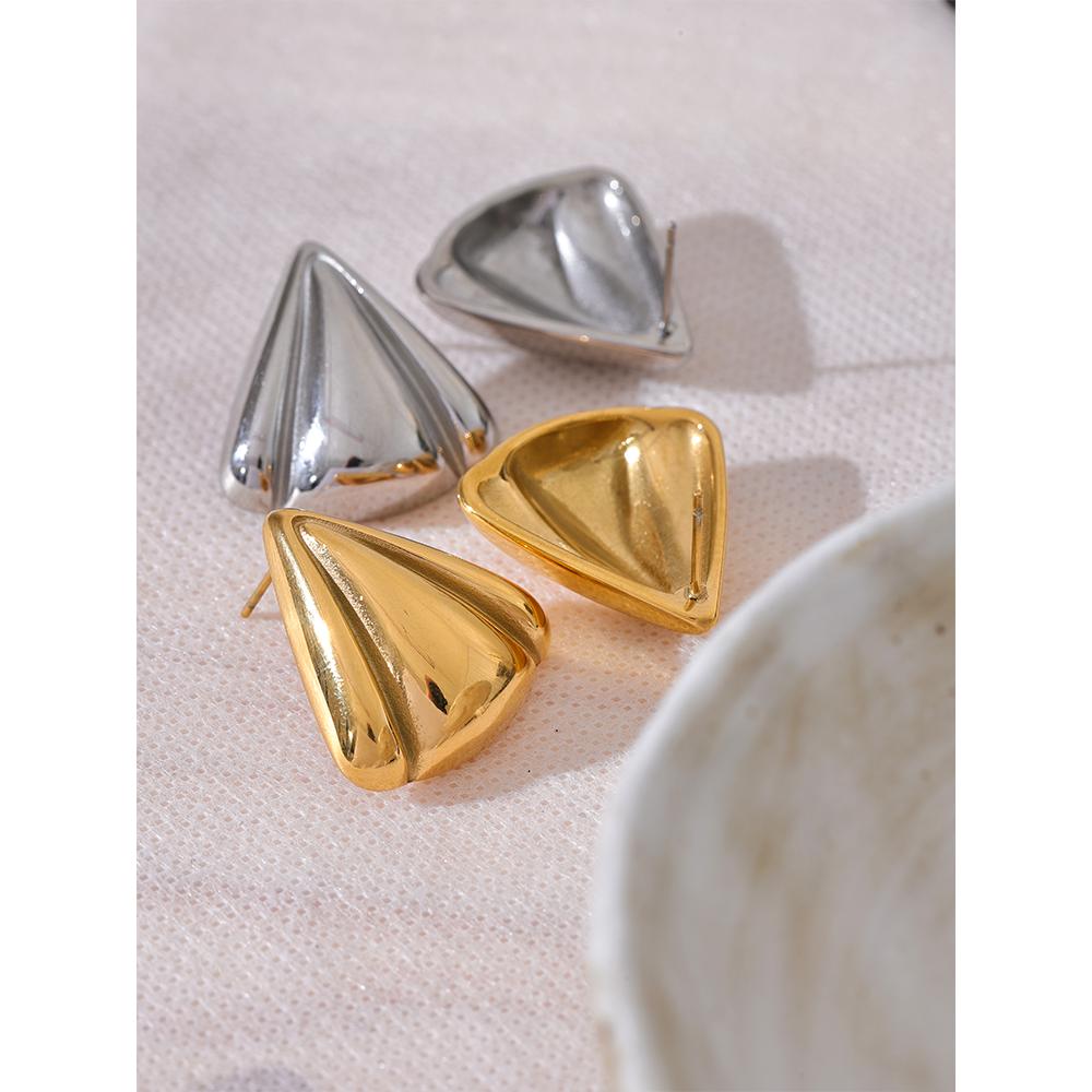 Yhpup 316 Stainless Steel Triangle Stud Earrings Prevent Allergy Metal 18K Gold PVD Plated Versatile Daily Jewelry