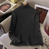 ZANZEA Women Turtleneck Pearl Stitching Long Sleeve Thin Casual Knitted Sweater Tops