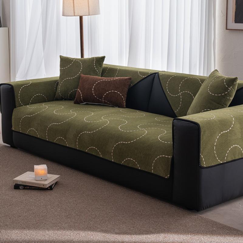 Straight Row Sofa Cushion  New Four-Season Universal One-Piece Cover Towel Light Luxury High-End Seat Cushion Fixed Non-Slip