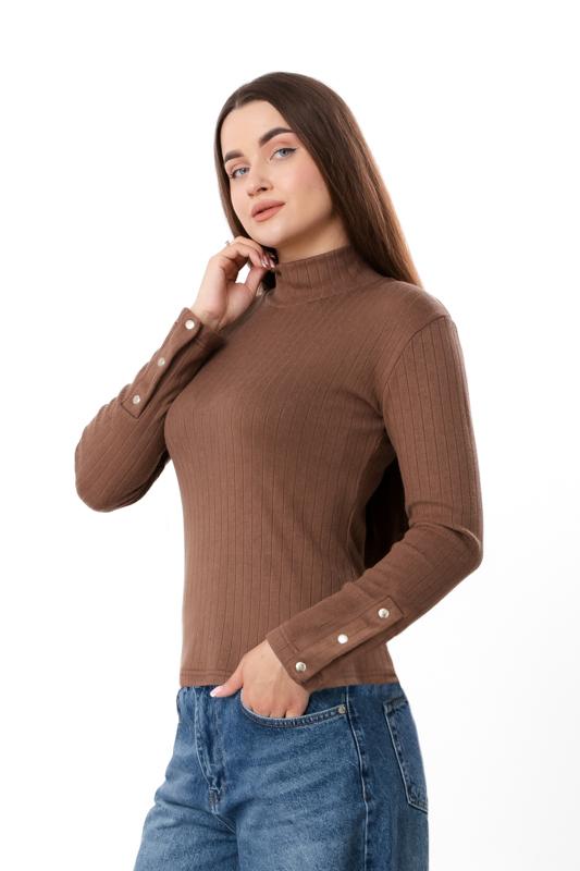 Women's Angora Long Sleeve Top – Decorative Buttons On Cuffs, Demi-season 8456-088 HC