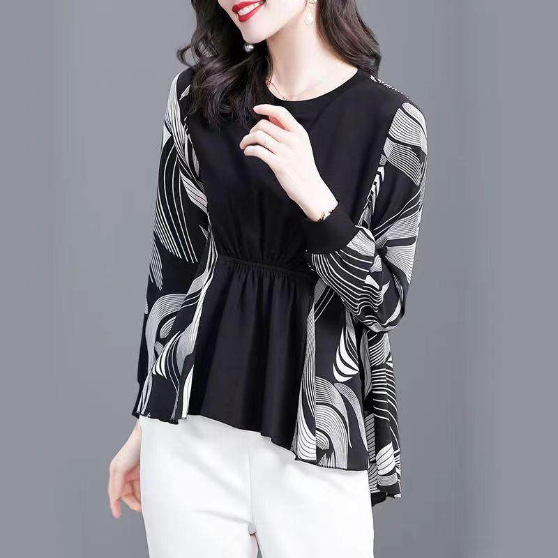 

WTEMPO Осенние женские шифоновые рубашки с рукавами-фонариками из Кореи Элегантные топы и блузки Повседневные топы черного цвета 3XL чёрный