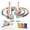 60 Pieces of Domino Automatic Laying Train Electric Vehicle Building Block Kit, Creative Game, Intelligent Education, DIY Toy