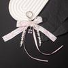 Süßer Rosa Spitzen-Schleifen-Taschenanhänger Perlenquaste Kirsch-Anhänger Coquette Ästhetisches Accessoire für Mädchen Geschenktaschen-Anhänger