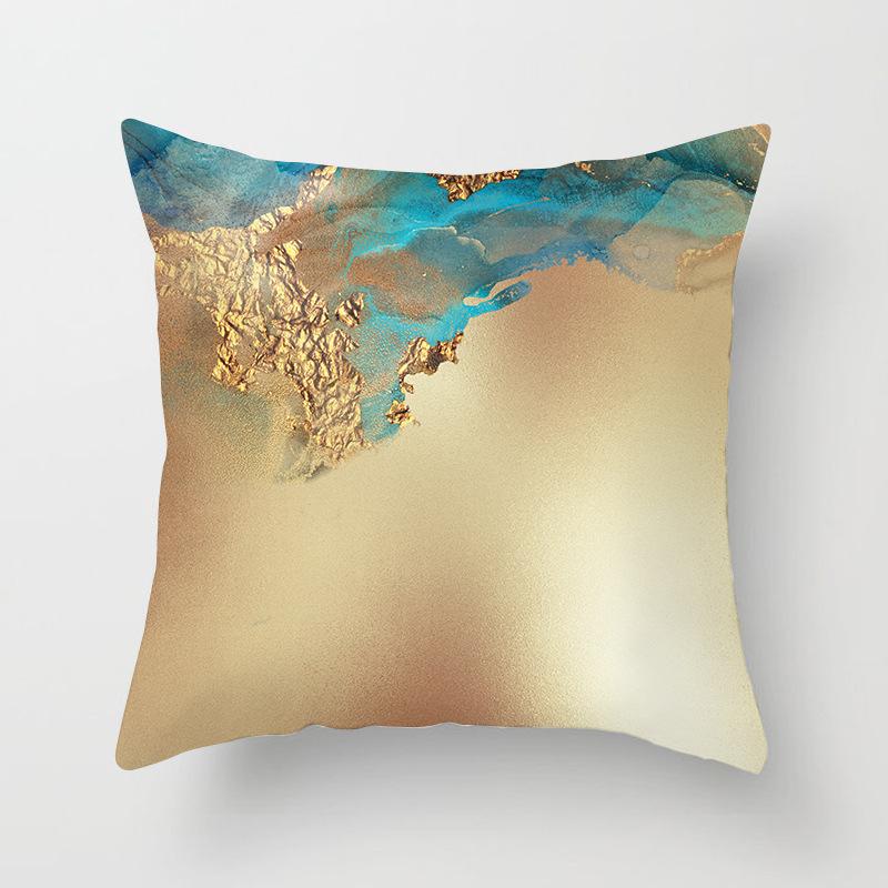 Nordic Watercolor Gold Foil Texture Printed Pillowcase Golden Home Sofa Pillowcase