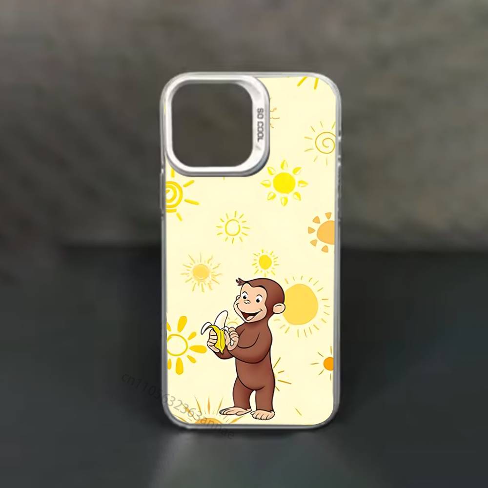 Luxury Y2K Curious George Phone Case for iPhone 15 16 Pro Max Air SE 11 13 Pro 14 Plus 12 11Pro 15Pro Max 16e Cover
