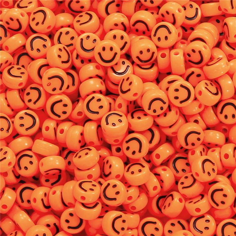 Smiley Face Acrylic Beads, 7mm Round for DIY Kids' Jewelry & Bracelets
