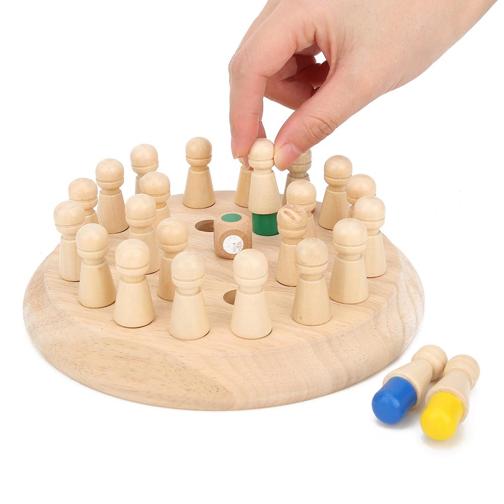 Dřevěná Memory Match Chess Game Stolní vzdělávací dětská stolní hra
