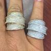 Huitan Luxury Wide Ring for Women Wedding Party Fashion Accessories  Full Bright Cubic Zirconia Gold Color/CopperColor Jewelry