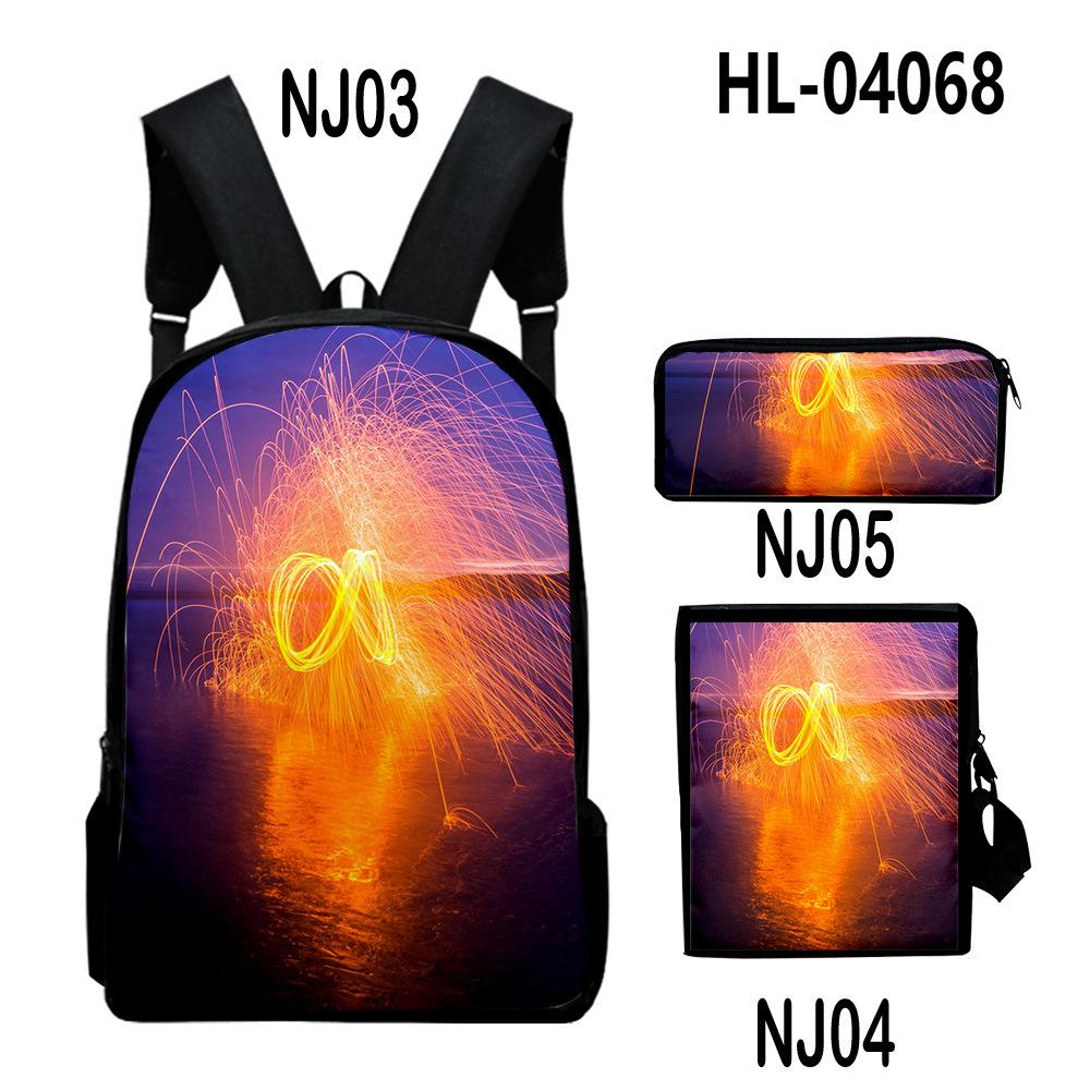 Iconic Distinctive Black Rock Shooter 3D Design 3pcs/Set Learner Bags Everyday Laptop Everyday Backpack Sling Carry Tote Pencil Pouch