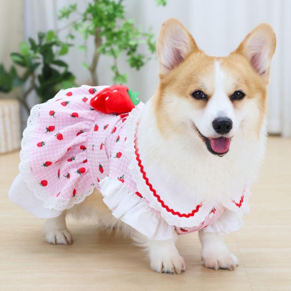 Cute Pet Strawberry Dress Soft Pet Summer Clothes Fashion Dog Vest  for Puppy Kittens