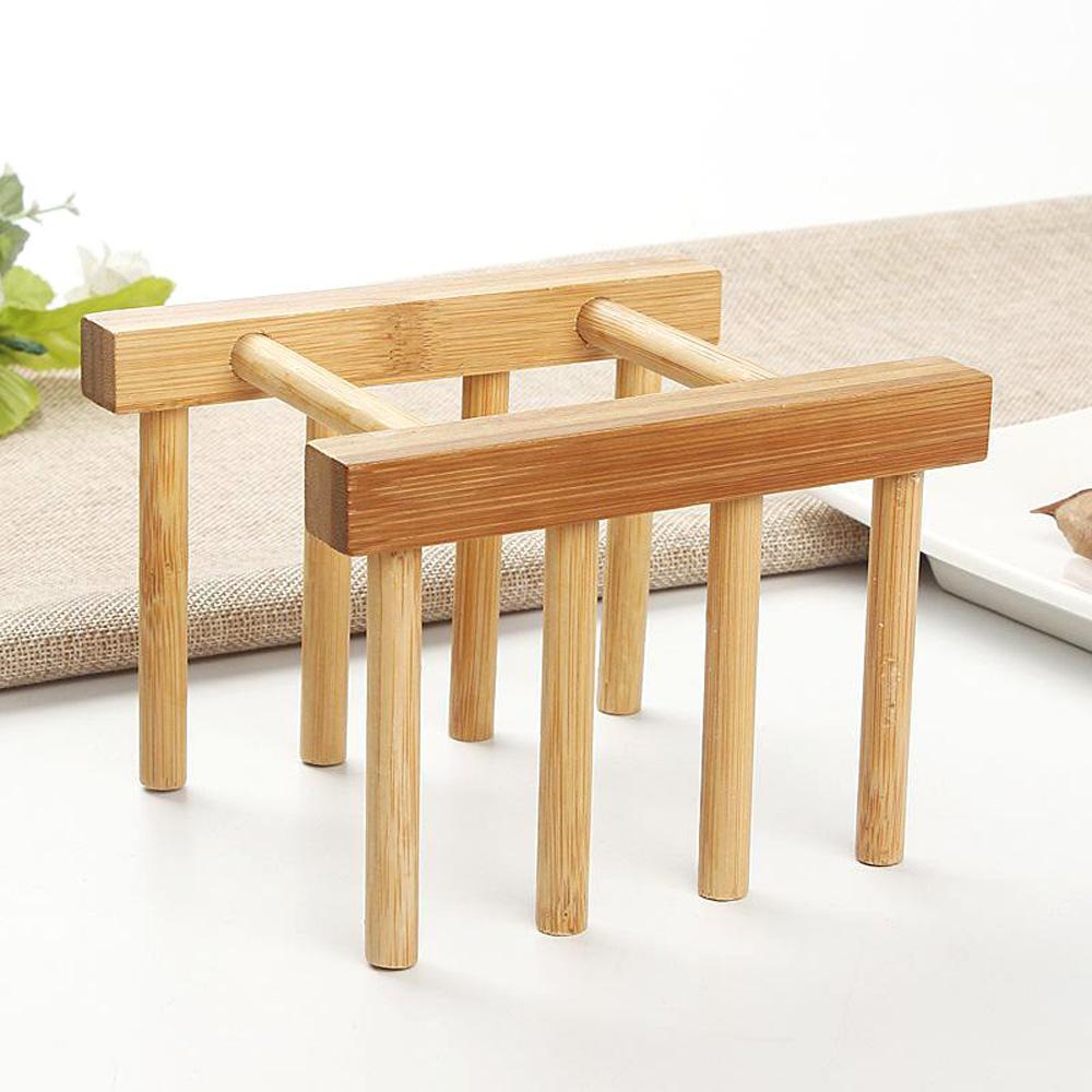 Bamboo Bowl Organizer Flatware Rack Drain Dish Drainer Storage Shelf Plate Stand Pot Lid Holder