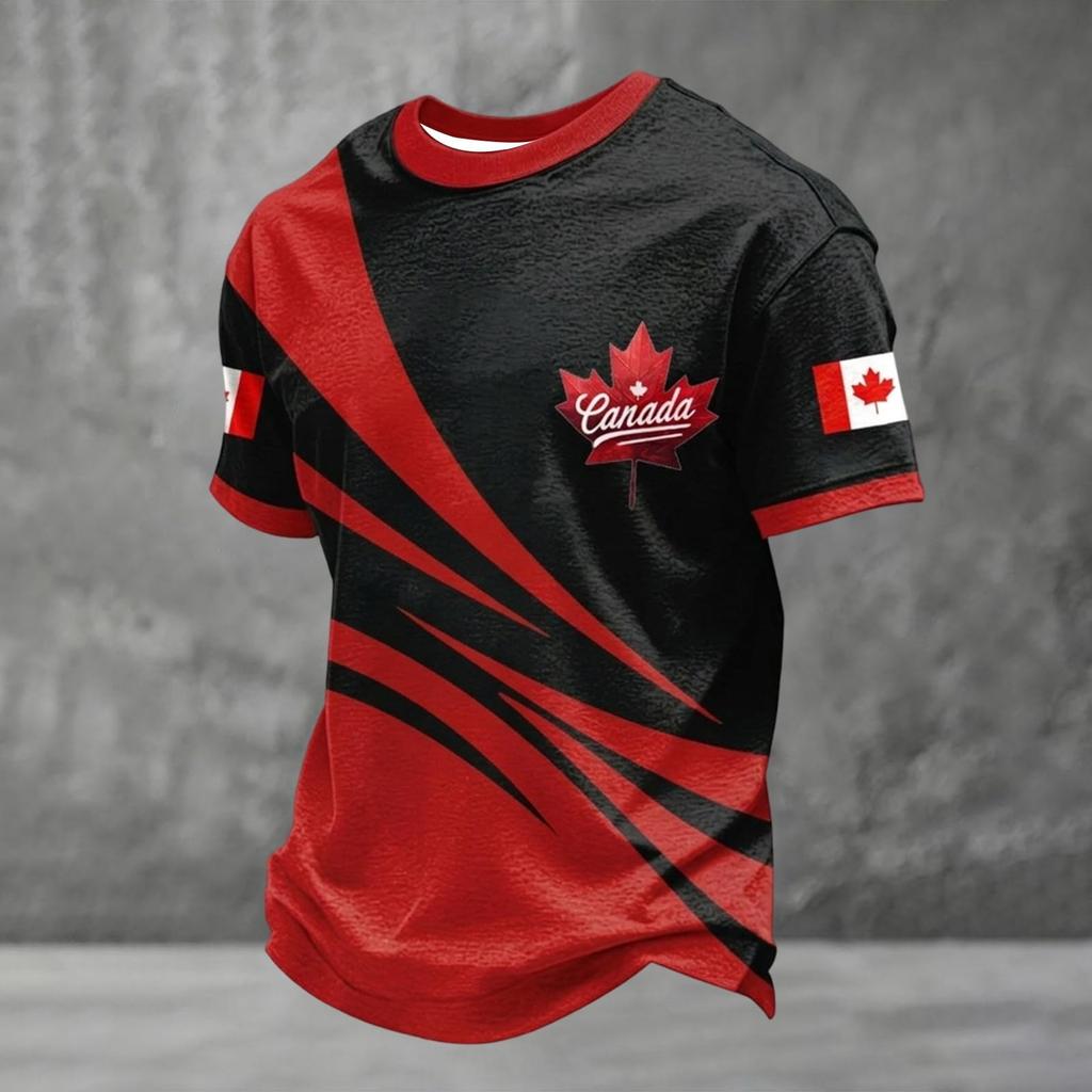 Men's Canadian Football Graphic Short Sleeve T-Shirt for Fan Celebration Breathable Cotton Neck