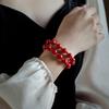 Xu Yan Style Rosy Red Agate Double-Wrap Bracelet, Skin-Brightening Cinnabar Hand String, Zodiac Gift