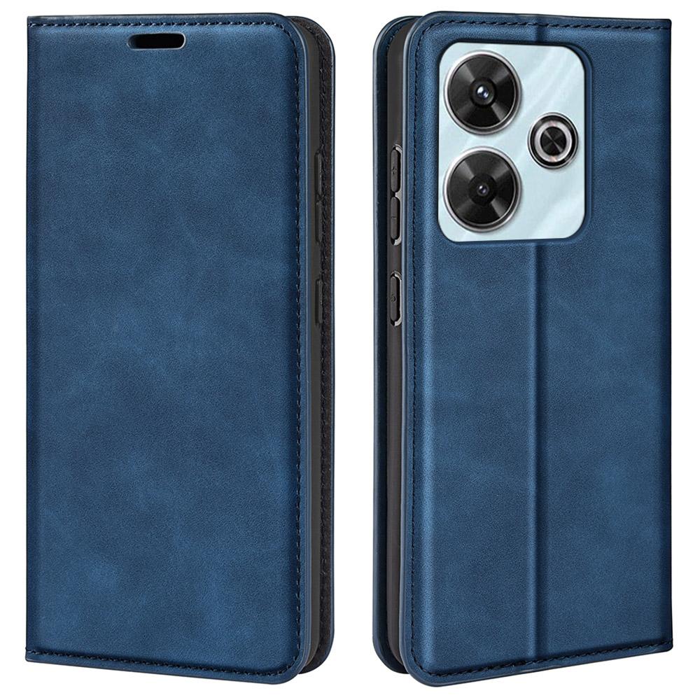 

Для Xiaomi Redmi 13 5G/13 4G/Note 13R 5G/Poco M6 4G Чехол Кожаный чехол для телефона с ощущением кожи Blue