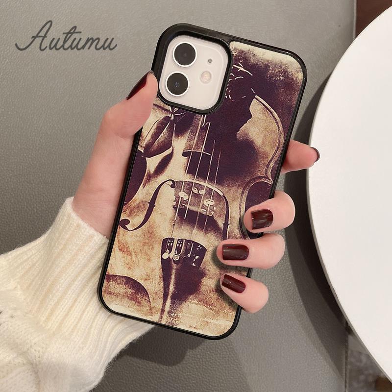Wood Cello Violin Phone Case for iPhone 17 Air 15 16 16e 11 12 13 14 Pro Max Plus Cover coque Fundas Shell