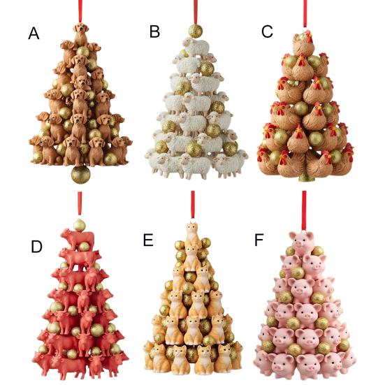 Stacking Animal Pendant Animal Christmas Tree Pendant 2D Acrylic Hanging Decoration for Xmas Tree Backpack Keychain Car