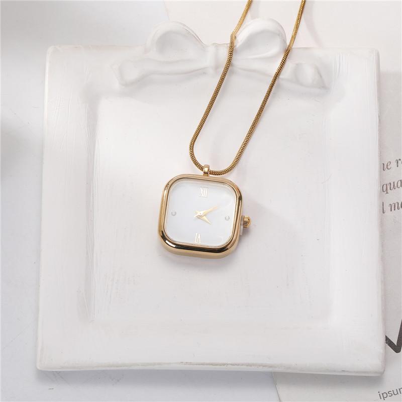 Versatile Square Water Droplet Shape Watch Necklace Fashion Women's High Quality Stainless Steel Pendant Watch Necklace Jewelry
