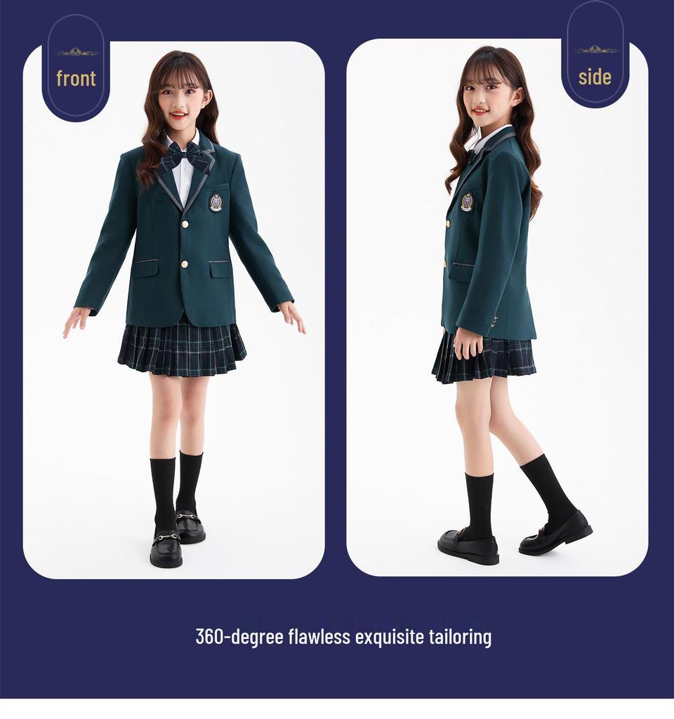 British Style Spring/Autumn Three-Piece Kindergarten & Primary School Uniform Set