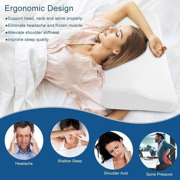 Cuscino in memory foam a lento rimbalzo, cuscino cervicale sagomato, anti russare, cuscini per chi dorme di lato, con federa lavabile per il dolore al collo
