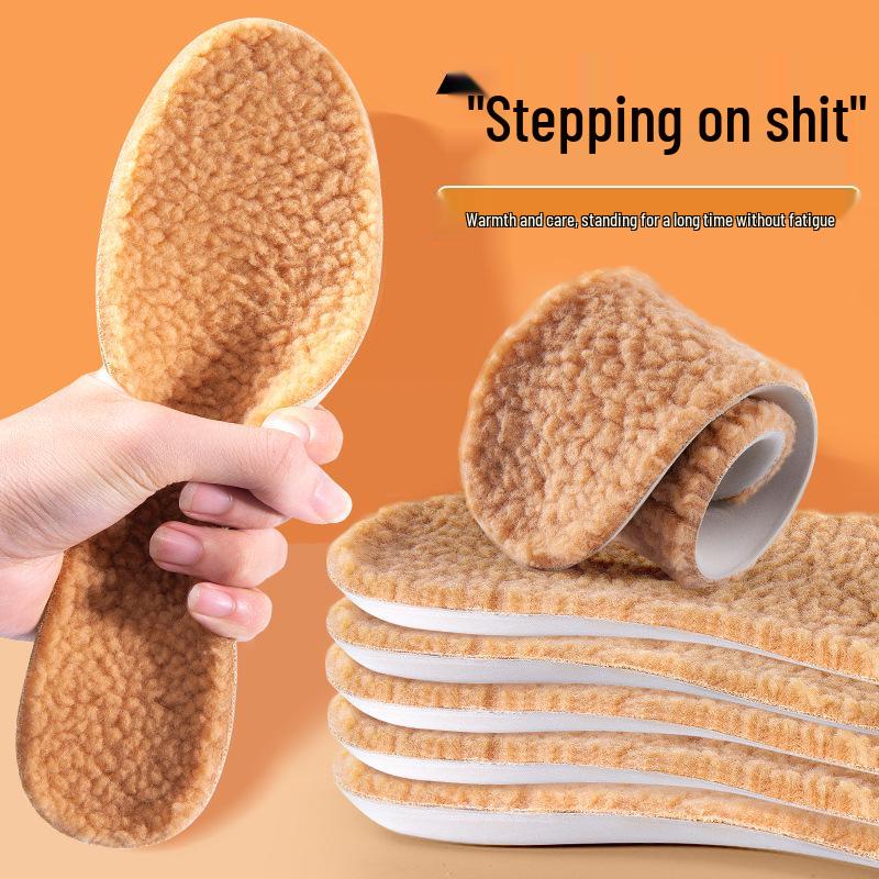Comfortable Breathable Wool-Velvet Winter Insoles for Men & Women - Thick, Soft, Sweat-Absorbing Sport Cotton PU Soles