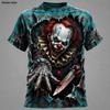 2026 Halloween Men's Optical Illusion Creepy Clown Vintage T Shirts Short Sleeve shirt 3D Print Crew Neck