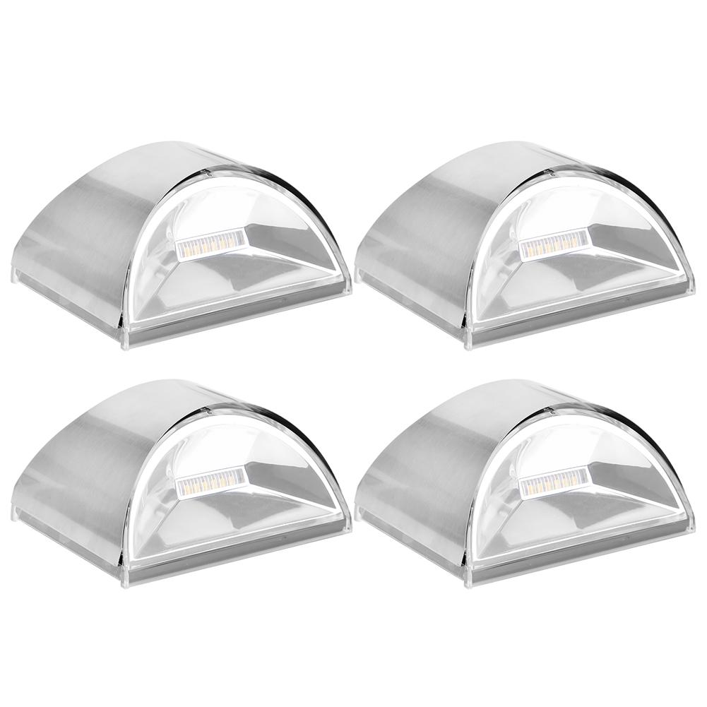 4 Stück Set Edelstahl Solarstrom LED Wandleuchte Lichtsteuerung für Gartenhofbeleuchtung
