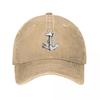Czapka baseballowa w stylu unisex z kotwicą, marynarska, kapitańska, postarzana, dżinsowa, kapelusz, moda, na zewnątrz, lato, regulowany rozmiar, czapka typu snapback