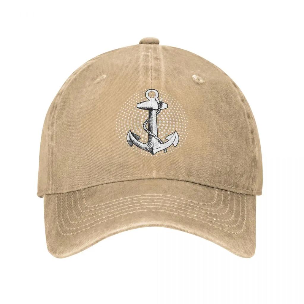 Czapka baseballowa w stylu unisex z kotwicą, marynarska, kapitańska, postarzana, dżinsowa, kapelusz, moda, na zewnątrz, lato, regulowany rozmiar, czapka typu snapback