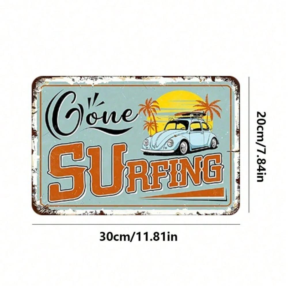 Vintage Surfing Metal Wall Art Beach Surfboard Coastal Home Decor Rustic Iron Painting