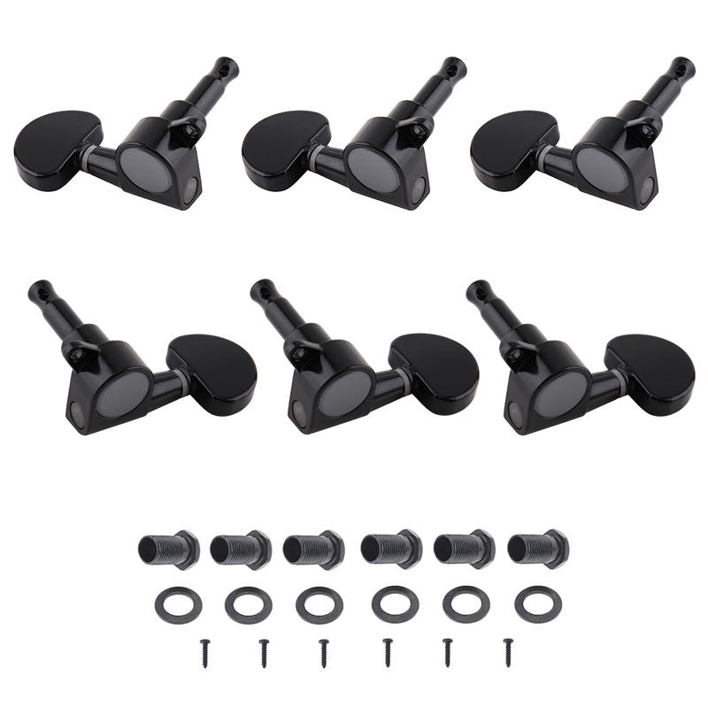 6pcs 40 / 41 Inch Folk Guitar Tuning Pegs 3R+3L All Closed Machine Heads Tuners Gold Black Optional