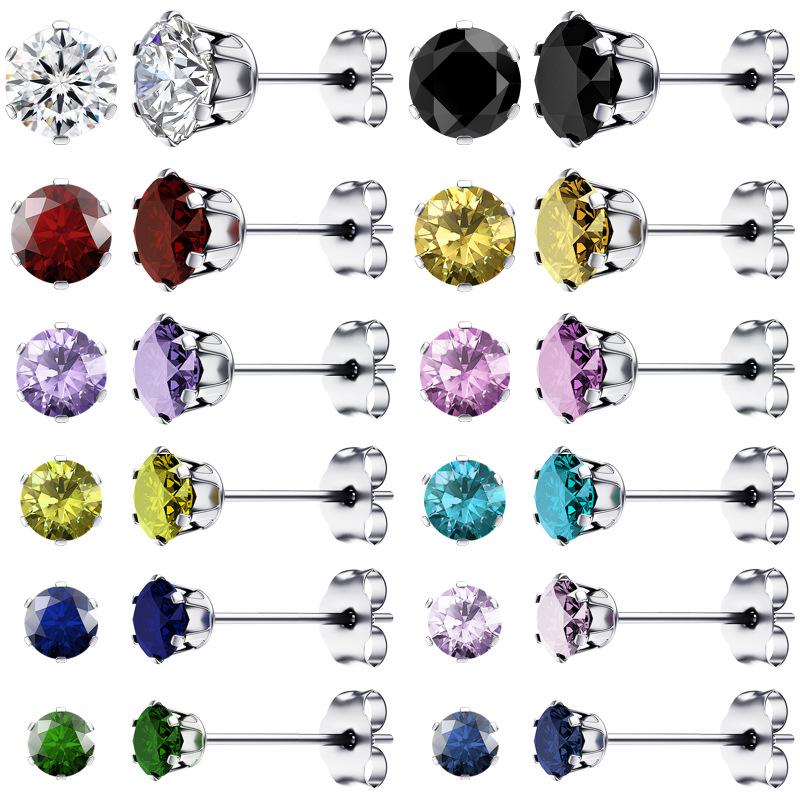 Zircon Claw Stud Earrings: Titanium Steel, Stainless Steel, Summer Style, Women's Piercing, Unique Bone Nail Design.