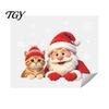 Holiday Glass Decals Christmas Santa Cat Window Sticker, Snowflake Xmas Decal, Waterproof Seasonal Pet Lover Gifts Self-Adhesive Decor for Balcony